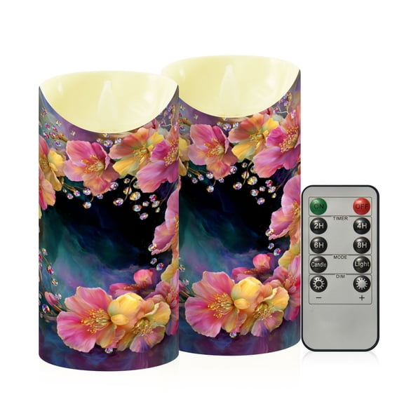 RMDQTR 2PCS Tapered Flickering Flame Candle Lamp LED Simulated Candle Christmas Holiday Decorations Flame-Free Safety Ambient Lighting Opulent Floral Wreath