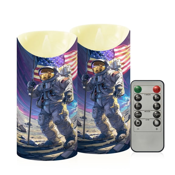 RMDQTR 2PCS Tapered Flickering Flame Candle Lamp LED Simulated Candle Christmas Holiday Decorations Flame-Free Safety Ambient Lighting Outer Space Landing