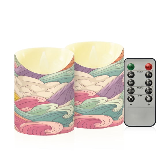 RMDQTR 2PCS Tapered Flickering Flame Candle Lamp LED Simulated Candle Christmas Holiday Decorations Flame-Free Safety Ambient Lighting Pastel-colored Waves