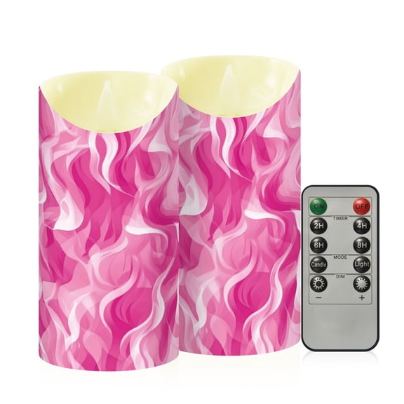 RMDQTR 2PCS Tapered Flickering Flame Candle Lamp LED Simulated Candle Christmas Holiday Decorations Flame-Free Safety Ambient Lighting Pink Blaze Pattern