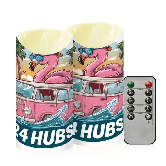 RMDQTR 2PCS Tapered Flickering Flame Candle Lamp LED Simulated Candle Christmas Holiday Decorations Flame-Free Safety Ambient Lighting Pink Flamingo Wearing Sunglasses