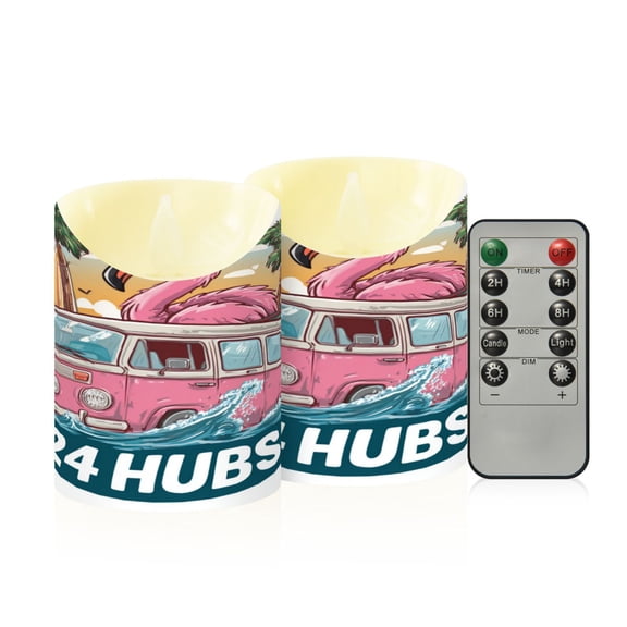 RMDQTR 2PCS Tapered Flickering Flame Candle Lamp LED Simulated Candle Christmas Holiday Decorations Flame-Free Safety Ambient Lighting Pink Flamingo Wearing Sunglasses