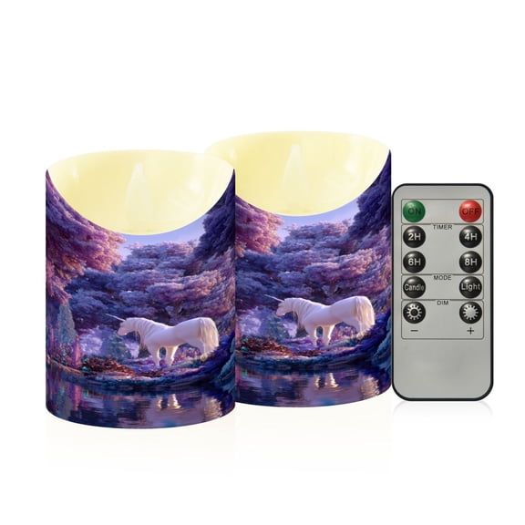 RMDQTR 2PCS Tapered Flickering Flame Candle Lamp LED Simulated Candle Christmas Holiday Decorations Flame-Free Safety Ambient Lighting Purple World
