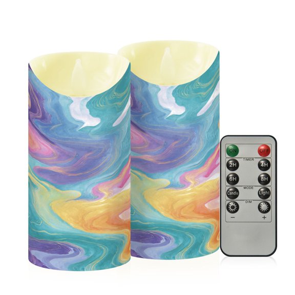 RMDQTR 2PCS Tapered Flickering Flame Candle Lamp LED Simulated Candle Christmas Holiday Decorations Flame-Free Safety Ambient Lighting Rainbow-colored Twists