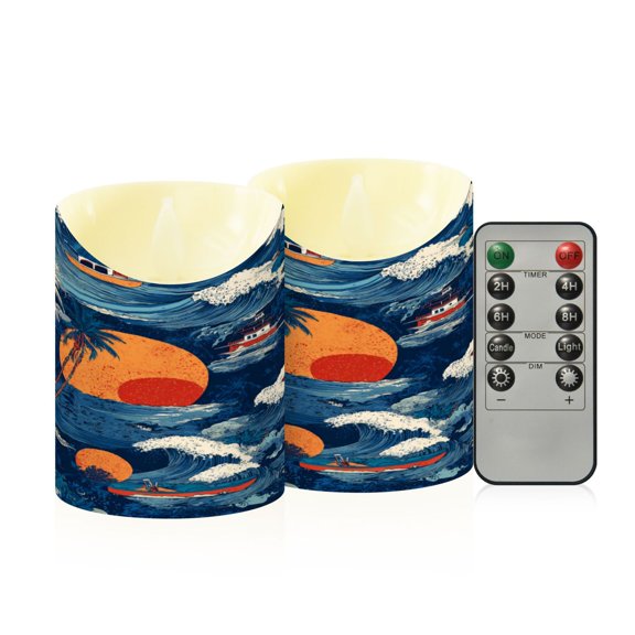 RMDQTR 2PCS Tapered Flickering Flame Candle Lamp LED Simulated Candle Christmas Holiday Decorations Flame-Free Safety Ambient Lighting Retro Surfers