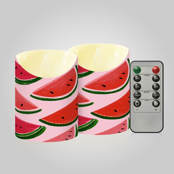 RMDQTR 2PCS Tapered Flickering Flame Candle Lamp LED Simulated Candle Christmas Holiday Decorations Flame-Free Safety Ambient Lighting Summer Melon Bloom