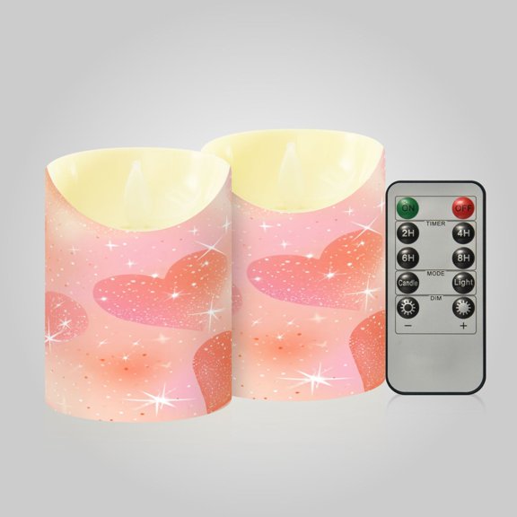 RMDQTR 2PCS Tapered Flickering Flame Candle Lamp LED Simulated Candle Christmas Holiday Decorations Flame-Free Safety Ambient Lighting Sunset Glow Heart Tapestry