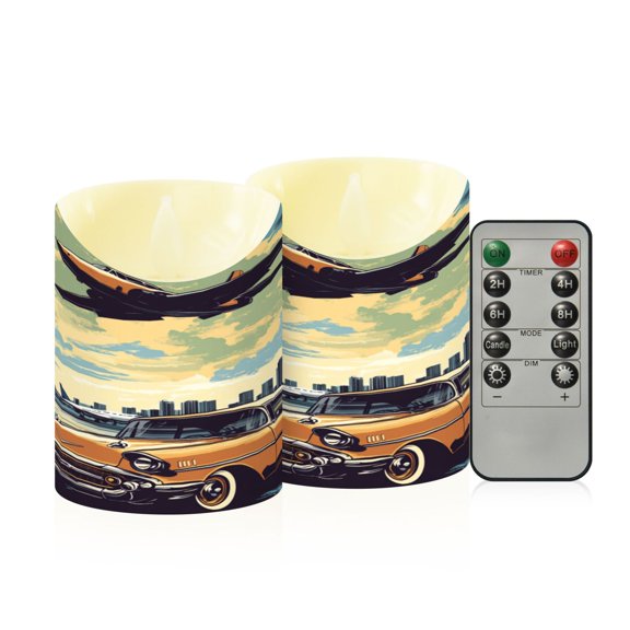 RMDQTR 2PCS Tapered Flickering Flame Candle Lamp LED Simulated Candle Christmas Holiday Decorations Flame-Free Safety Ambient Lighting The Retro Era