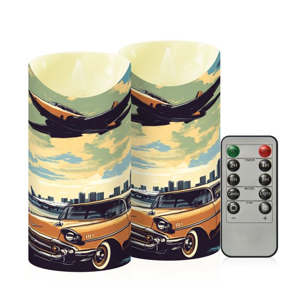 RMDQTR 2PCS Tapered Flickering Flame Candle Lamp LED Simulated Candle Christmas Holiday Decorations Flame-Free Safety Ambient Lighting The Retro Era