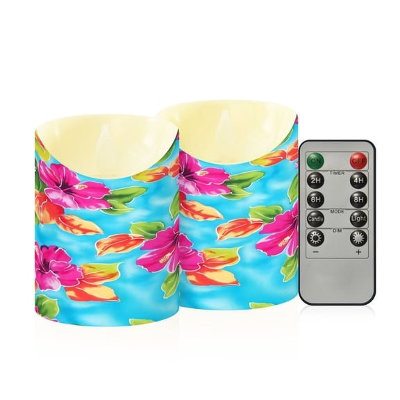 RMDQTR 2PCS Tapered Flickering Flame Candle Lamp LED Simulated Candle Christmas Holiday Decorations Flame-Free Safety Ambient Lighting Tropical Bright Flowers