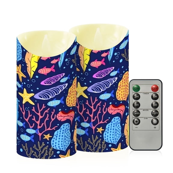 RMDQTR 2PCS Tapered Flickering Flame Candle Lamp LED Simulated Candle Christmas Holiday Decorations Flame-Free Safety Ambient Lighting Underwater World