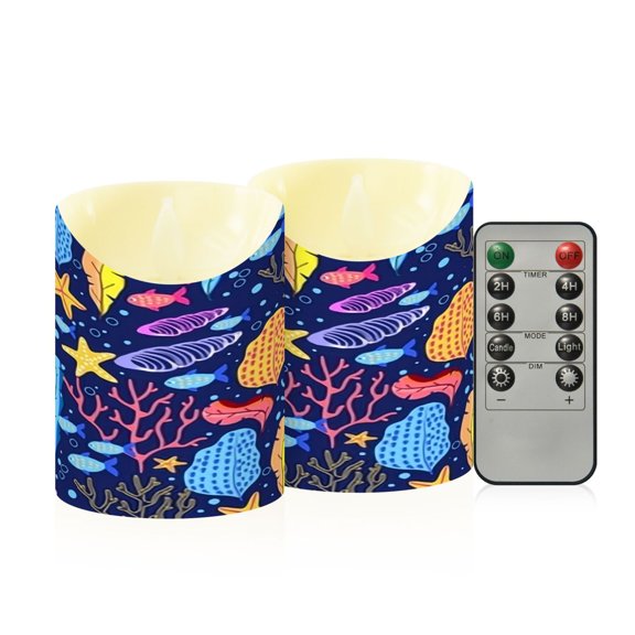 RMDQTR 2PCS Tapered Flickering Flame Candle Lamp LED Simulated Candle Christmas Holiday Decorations Flame-Free Safety Ambient Lighting Underwater World
