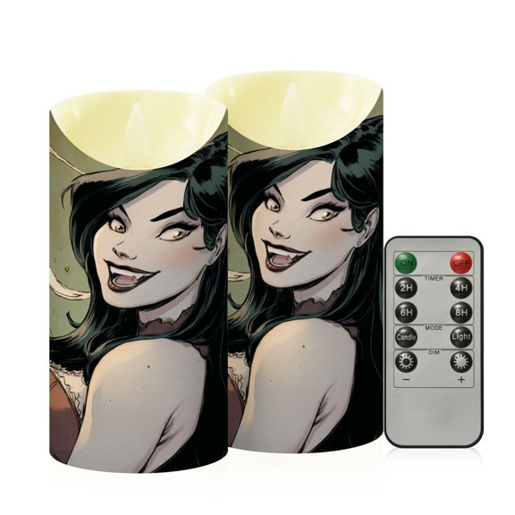 RMDQTR 2PCS Tapered Flickering Flame Candle Lamp LED Simulated Candle Christmas Holiday Decorations Flame-Free Safety Ambient Lighting Vampire Girl