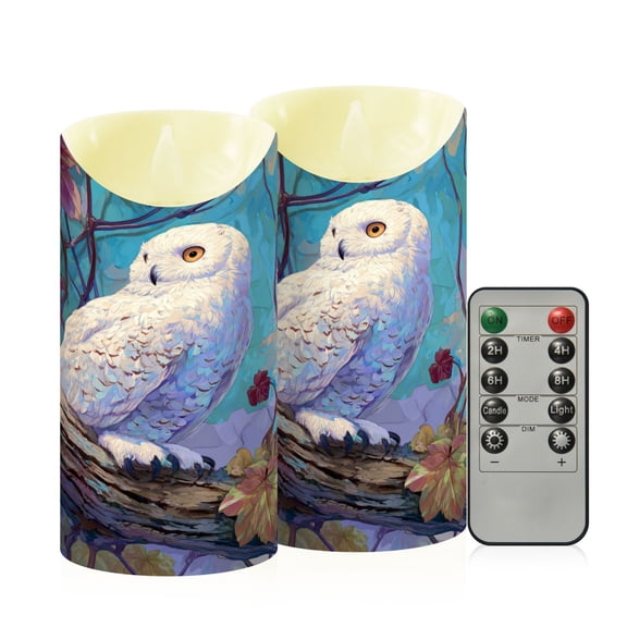 RMDQTR 2PCS Tapered Flickering Flame Candle Lamp LED Simulated Candle Christmas Holiday Decorations Flame-Free Safety Ambient Lighting Vigilant Owl