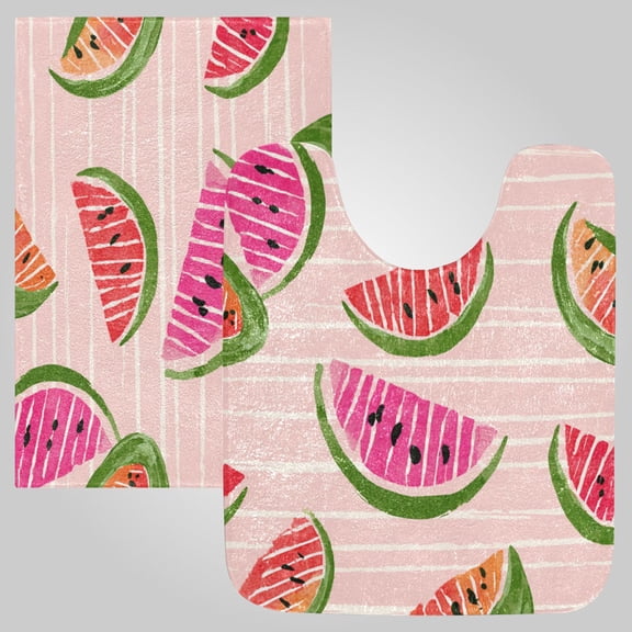 RMDQTR 2PCs Bathroom Rugs Set Plush Toilet Base Mat 16" × 24" Bath Mat and 20" × 24" U Shape Soft Rugs Non Slip Absorbent Sweet Melon Hush