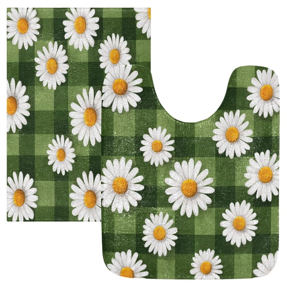 RMDQTR 2PCs Bathroom Rugs Set Plush Toilet Base Mat 16" × 24" Bath Mat and 20" × 24" U Shape Soft Rugs Non Slip Absorbent