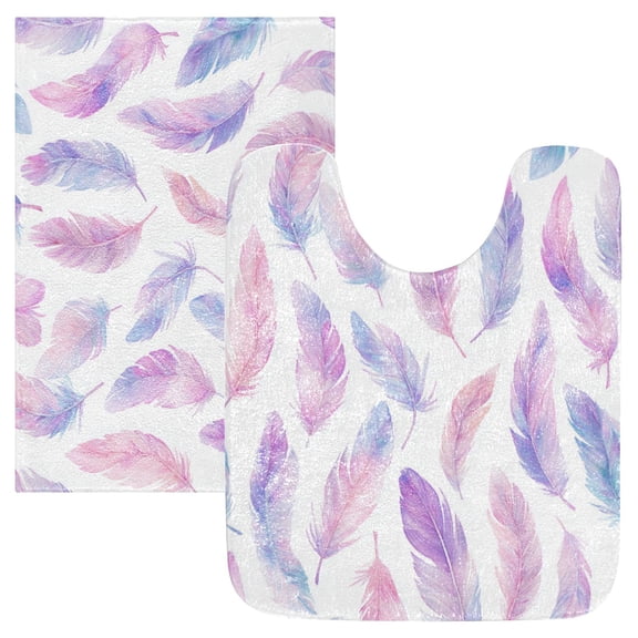 RMDQTR 2PCs Bathroom Rugs Set Plush Toilet Base Mat 16" × 24" Bath Mat and 20" × 24" U Shape Soft Rugs Non Slip Absorbent