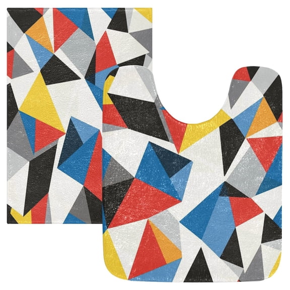 RMDQTR 2PCs Bathroom Rugs Set Plush Toilet Base Mat 16" × 24" Bath Mat and 20" × 24" U Shape Soft Rugs Non Slip Absorbent