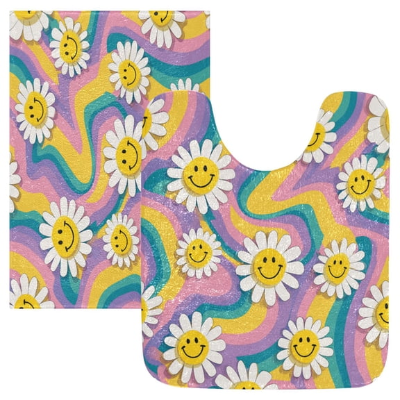 RMDQTR 2PCs Bathroom Rugs Set Plush Toilet Base Mat 16" × 24" Bath Mat and 20" × 24" U Shape Soft Rugs Non Slip Absorbent