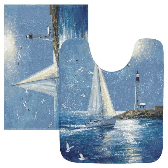 RMDQTR 2PCs Bathroom Rugs Set Plush Toilet Base Mat 16" × 24" Bath Mat and 20" × 24" U Shape Soft Rugs Non Slip Absorbent