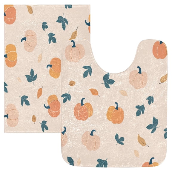 RMDQTR 2PCs Bathroom Rugs Set Plush Toilet Base Mat 16" × 24" Bath Mat and 20" × 24" U Shape Soft Rugs Non Slip Absorbent