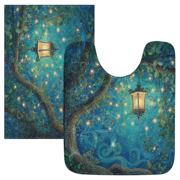 RMDQTR 2PCs Bathroom Rugs Set Plush Toilet Base Mat 16" × 24" Bath Mat and 20" × 24" U Shape Soft Rugs Non Slip Absorbent