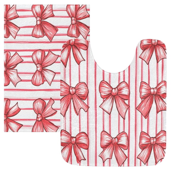 RMDQTR 2PCs Bathroom Rugs Set Plush Toilet Base Mat 16" × 24" Bath Mat and 20" × 24" U Shape Soft Rugs Non Slip Absorbent