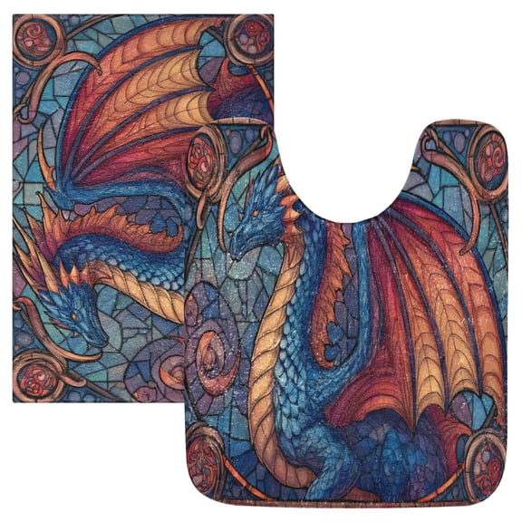 RMDQTR 2PCs Bathroom Rugs Set Plush Toilet Base Mat 16" × 24" Bath Mat and 20" × 24" U Shape Soft Rugs Non Slip Absorbent