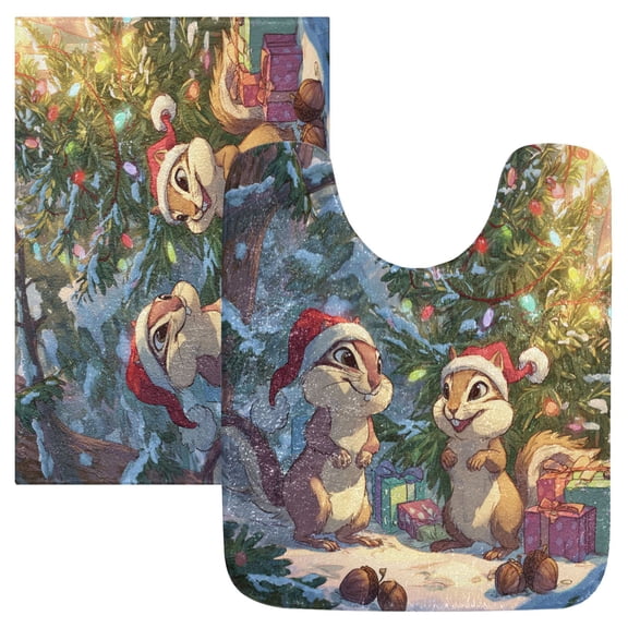 RMDQTR 2PCs Bathroom Rugs Set Plush Toilet Base Mat 16" × 24" Bath Mat and 20" × 24" U Shape Soft Rugs Non Slip Absorbent