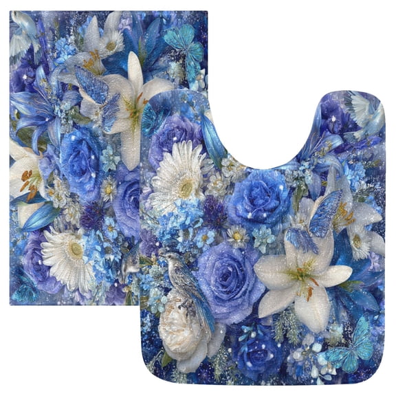 RMDQTR 2PCs Bathroom Rugs Set Plush Toilet Base Mat 16" × 24" Bath Mat and 20" × 24" U Shape Soft Rugs Non Slip Absorbent