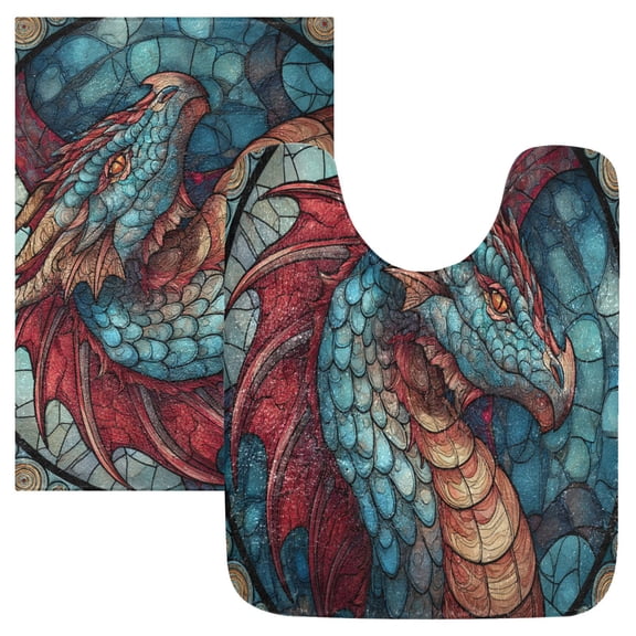 RMDQTR 2PCs Bathroom Rugs Set Plush Toilet Base Mat 16" × 24" Bath Mat and 20" × 24" U Shape Soft Rugs Non Slip Absorbent