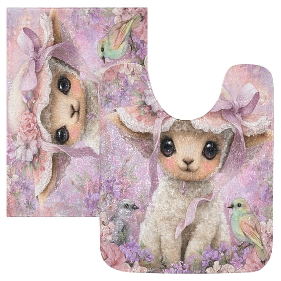 RMDQTR 2PCs Bathroom Rugs Set Plush Toilet Base Mat 16" × 24" Bath Mat and 20" × 24" U Shape Soft Rugs Non Slip Absorbent