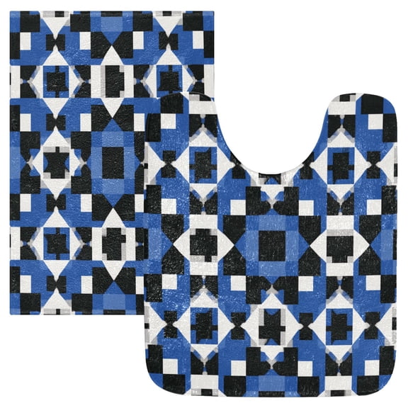 RMDQTR 2PCs Bathroom Rugs Set Plush Toilet Base Mat 16" × 24" Bath Mat and 20" × 24" U Shape Soft Rugs Non Slip Absorbent