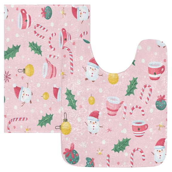 RMDQTR 2PCs Bathroom Rugs Set Plush Toilet Base Mat 16" × 24" Bath Mat and 20" × 24" U Shape Soft Rugs Non Slip Absorbent
