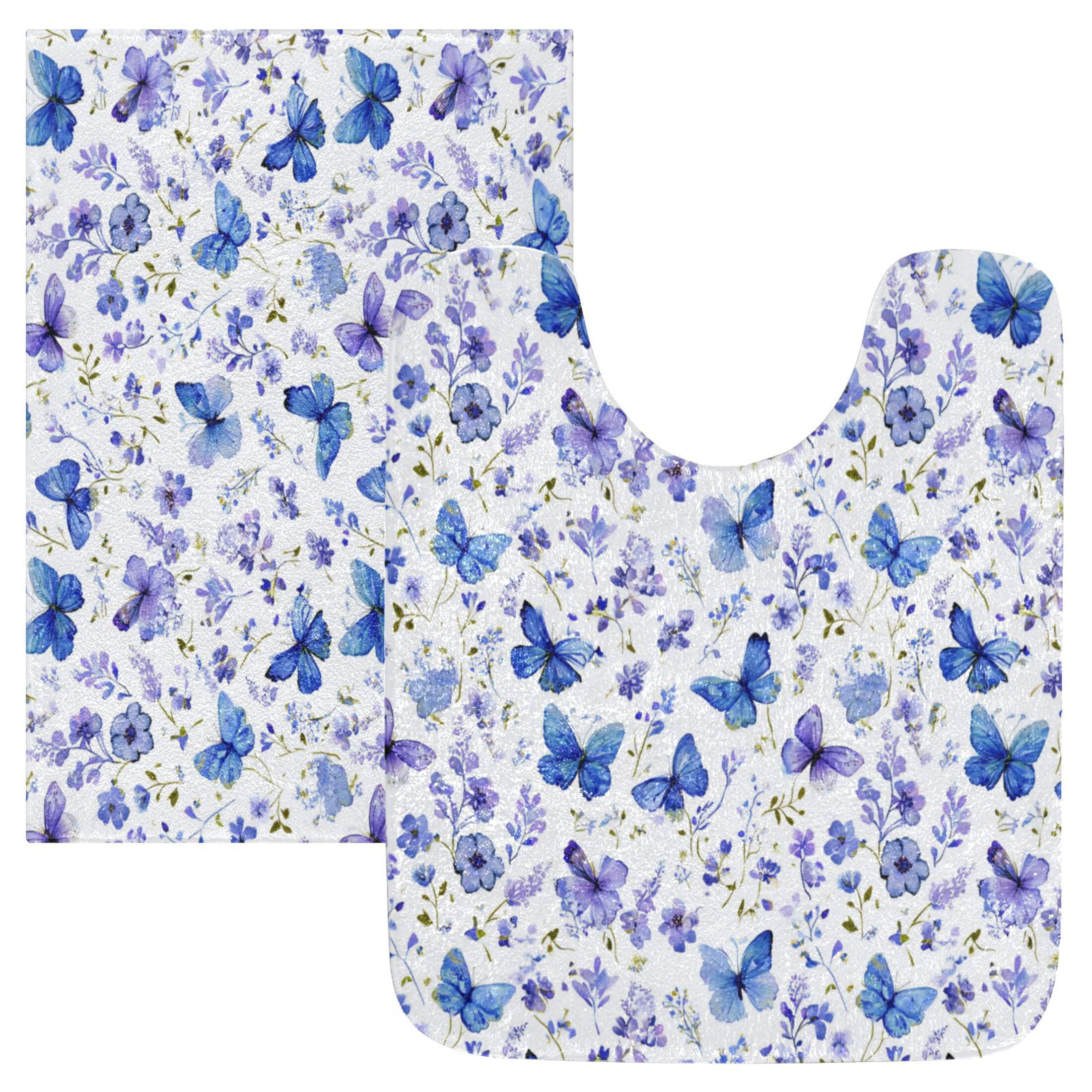 RMDQTR 2PCs Bathroom Rugs Set Plush Toilet Base Mat 16" × 24" Bath Mat and 20" × 24" U Shape Soft Rugs Non Slip Absorbent