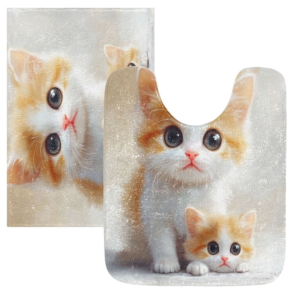 RMDQTR 2PCs Bathroom Rugs Set Plush Toilet Base Mat 16" × 24" Bath Mat and 20" × 24" U Shape Soft Rugs Non Slip Absorbent