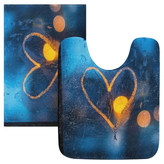 RMDQTR 2PCs Bathroom Rugs Set Plush Toilet Base Mat 16" × 24" Bath Mat and 20" × 24" U Shape Soft Rugs Non Slip Absorbent