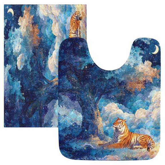 RMDQTR 2PCs Bathroom Rugs Set Plush Toilet Base Mat 16" × 24" Bath Mat and 20" × 24" U Shape Soft Rugs Non Slip Absorbent