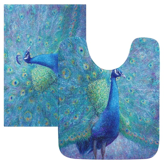 RMDQTR 2PCs Bathroom Rugs Set Plush Toilet Base Mat 16" × 24" Bath Mat and 20" × 24" U Shape Soft Rugs Non Slip Absorbent