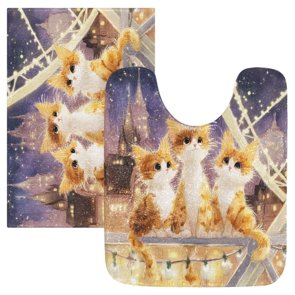 RMDQTR 2PCs Bathroom Rugs Set Plush Toilet Base Mat 16" × 24" Bath Mat and 20" × 24" U Shape Soft Rugs Non Slip Absorbent