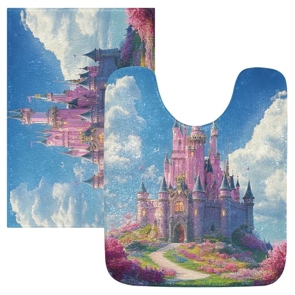 RMDQTR 2PCs Bathroom Rugs Set Plush Toilet Base Mat 16" × 24" Bath Mat and 20" × 24" U Shape Soft Rugs Non Slip Absorbent