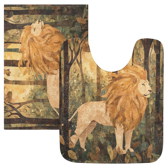 RMDQTR 2PCs Bathroom Rugs Set Plush Toilet Base Mat 16" × 24" Bath Mat and 20" × 24" U Shape Soft Rugs Non Slip Absorbent