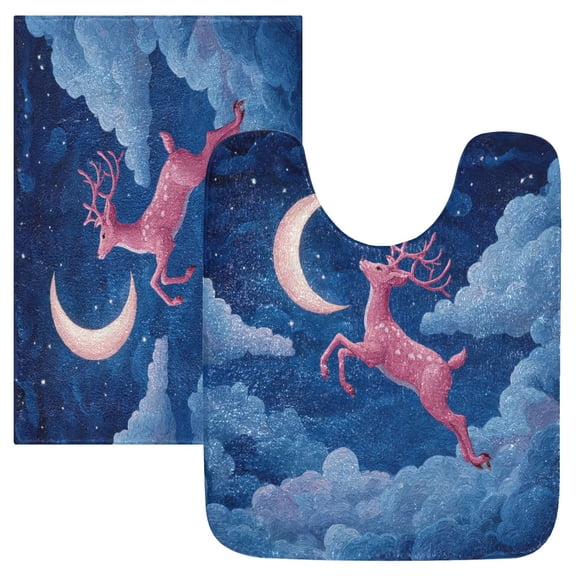 RMDQTR 2PCs Bathroom Rugs Set Plush Toilet Base Mat 16" × 24" Bath Mat and 20" × 24" U Shape Soft Rugs Non Slip Absorbent