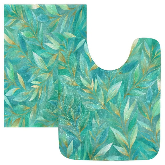 RMDQTR 2PCs Bathroom Rugs Set Plush Toilet Base Mat 16" × 24" Bath Mat and 20" × 24" U Shape Soft Rugs Non Slip Absorbent
