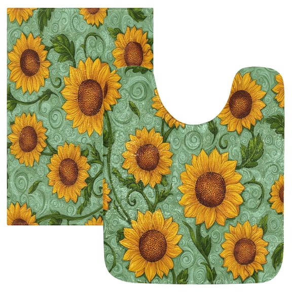 RMDQTR 2PCs Bathroom Rugs Set Plush Toilet Base Mat 16" × 24" Bath Mat and 20" × 24" U Shape Soft Rugs Non Slip Absorbent