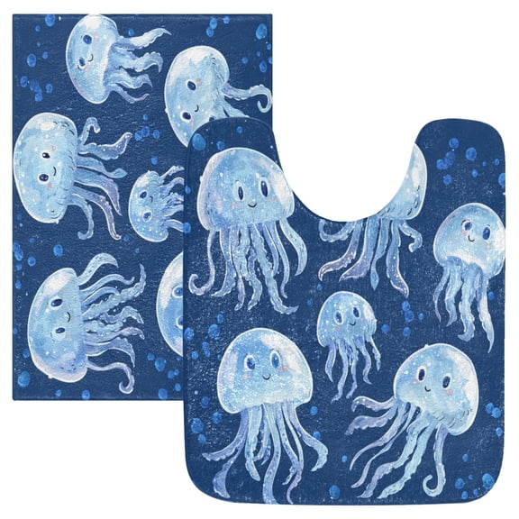 RMDQTR 2PCs Bathroom Rugs Set Plush Toilet Base Mat 16" × 24" Bath Mat and 20" × 24" U Shape Soft Rugs Non Slip Absorbent