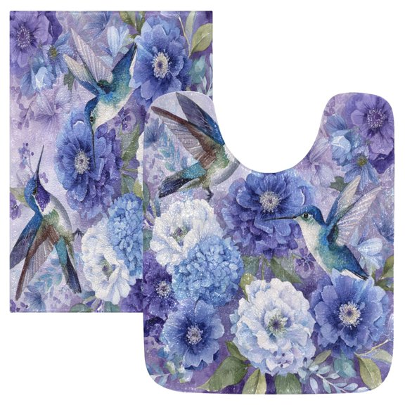 RMDQTR 2PCs Bathroom Rugs Set Plush Toilet Base Mat 16" × 24" Bath Mat and 20" × 24" U Shape Soft Rugs Non Slip Absorbent