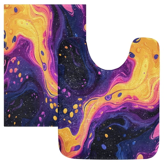 RMDQTR 2PCs Bathroom Rugs Set Plush Toilet Base Mat 16" × 24" Bath Mat and 20" × 24" U Shape Soft Rugs Non Slip Absorbent