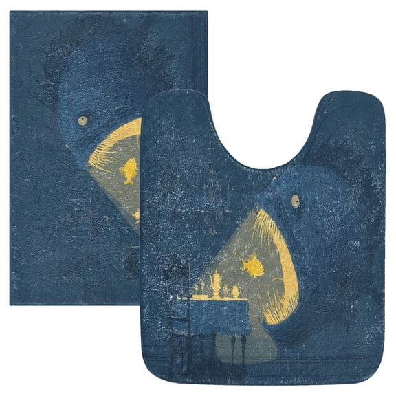 RMDQTR 2PCs Bathroom Rugs Set Plush Toilet Base Mat 16" × 24" Bath Mat and 20" × 24" U Shape Soft Rugs Non Slip Absorbent