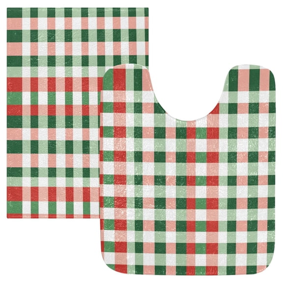 RMDQTR 2PCs Bathroom Rugs Set Plush Toilet Base Mat 16" × 24" Bath Mat and 20" × 24" U Shape Soft Rugs Non Slip Absorbent